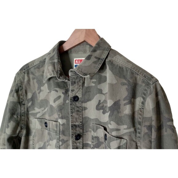 All-Son Camo Shacket Twill Shirt Jacket Camouflage Shacket Roll Tab Sleeve Sz M - Picture 4 of 9